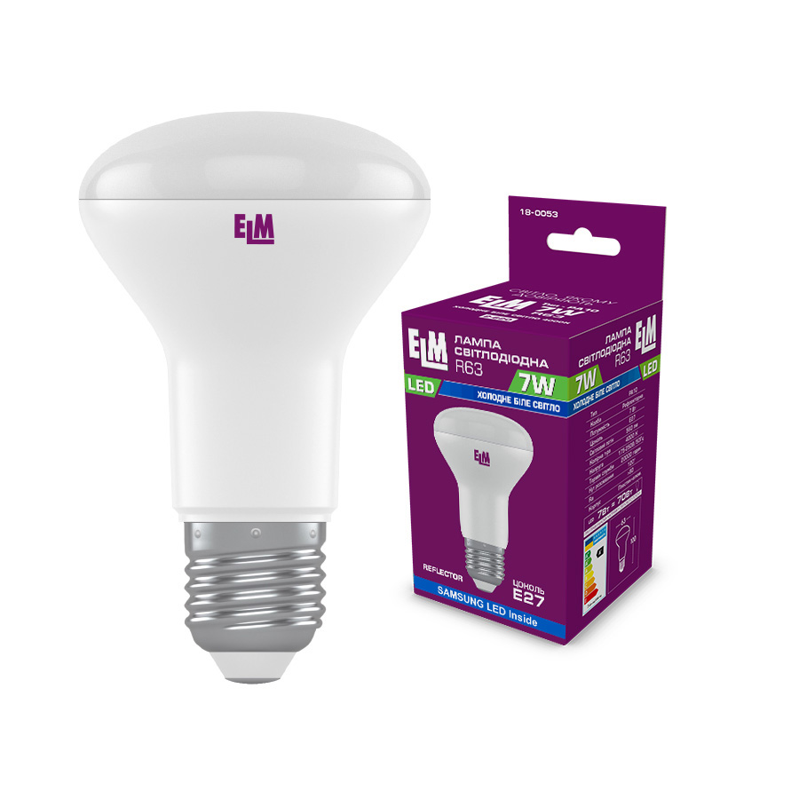 Лампа світлодіодна рефлекторна ELM R63 7W PA10 E27 4000K